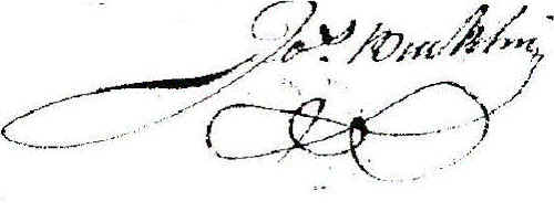 Sample of the colonial signature of Joseph Bucklin 4th